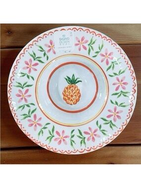 NWT Sigrid Olsen Big Pineapple 100% Melamine Serving Tray Chip & Dip Platter